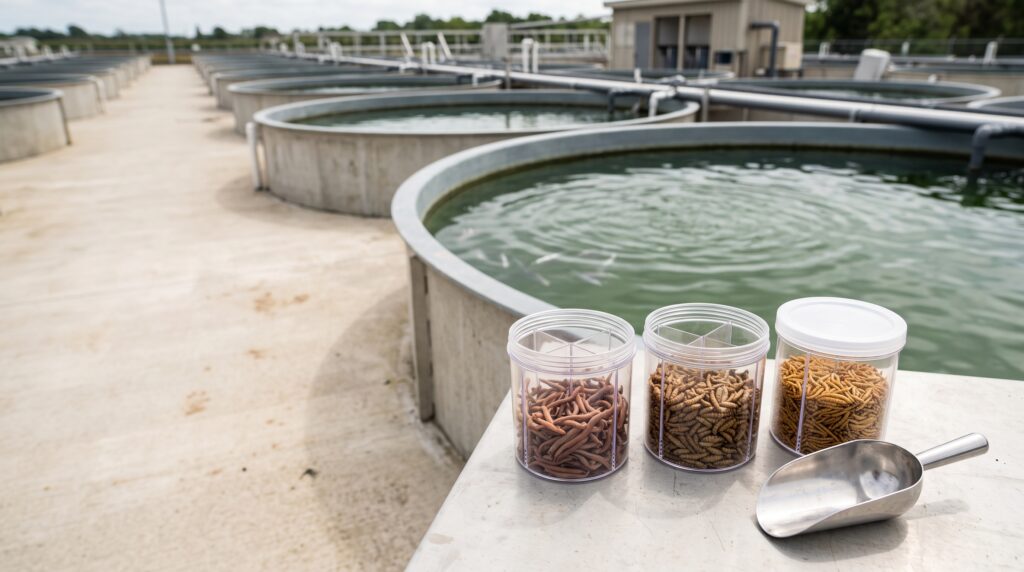 Dried insects for aquaculture feed