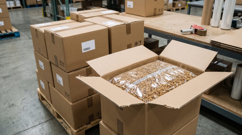 Commercial bulk packaging for dried insects
