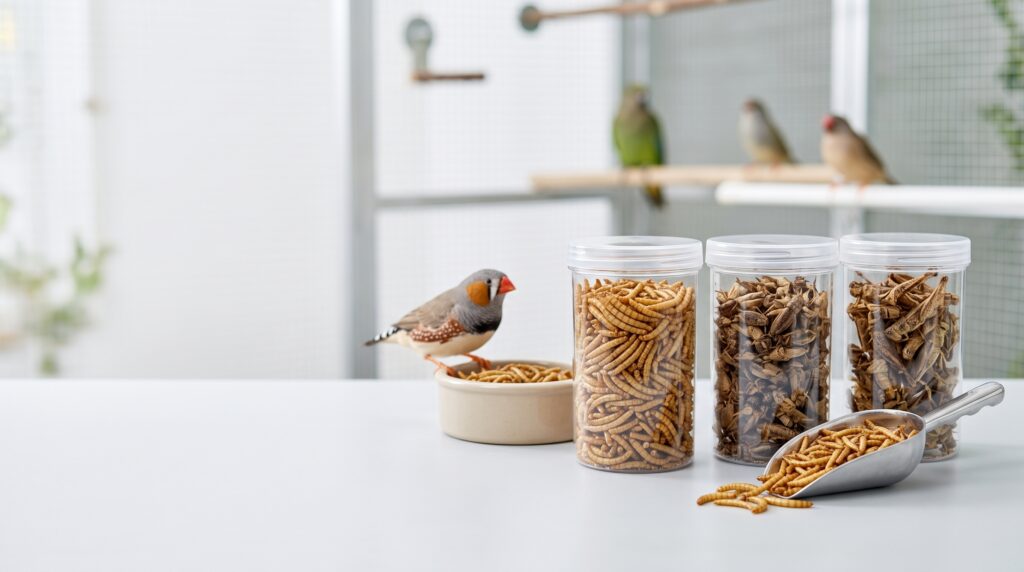 Dried insects for bird food