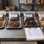 Dried insect batch samples prepared for commercial testing