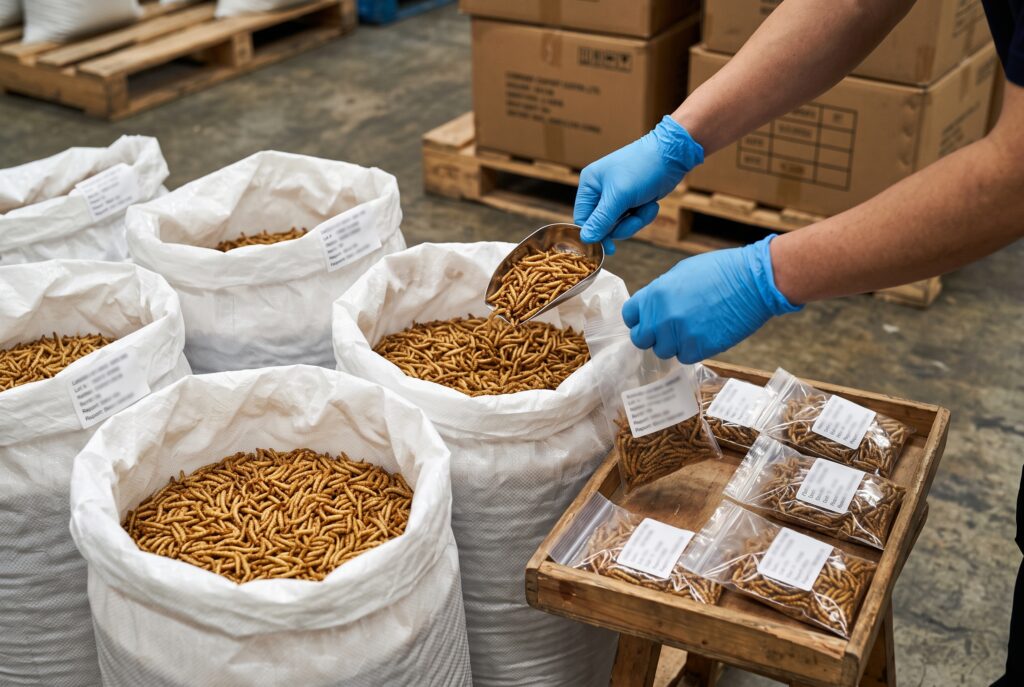 Representative samples collected from a dried insect commercial batch