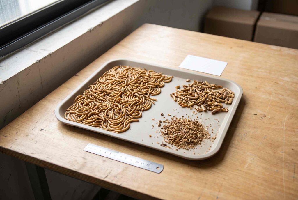 Whole pieces and fragments separated during dried insect sample evaluation