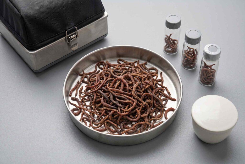 Dried earthworm specifications evaluated with representative samples for ash and moisture testing