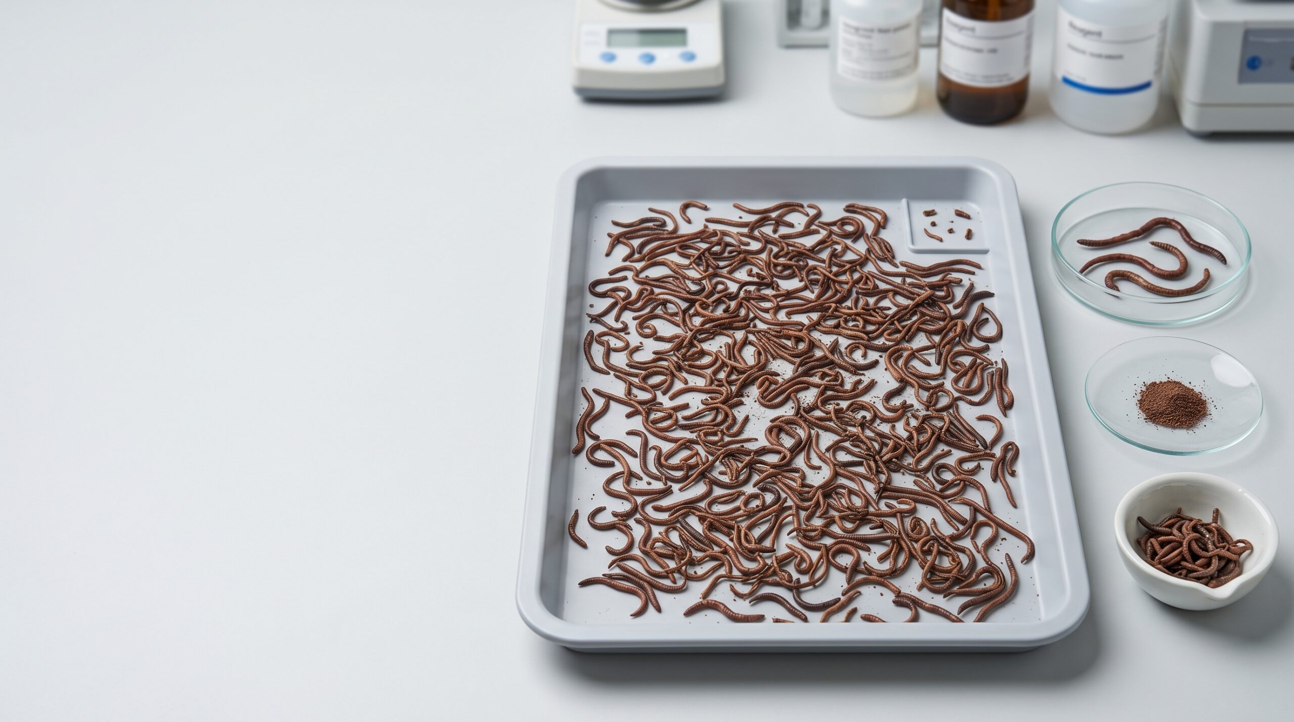 Dried earthworm specifications for ash moisture and cleanliness in B2B quality control