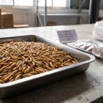 Bulk dried mealworms prepared for B2B product evaluation