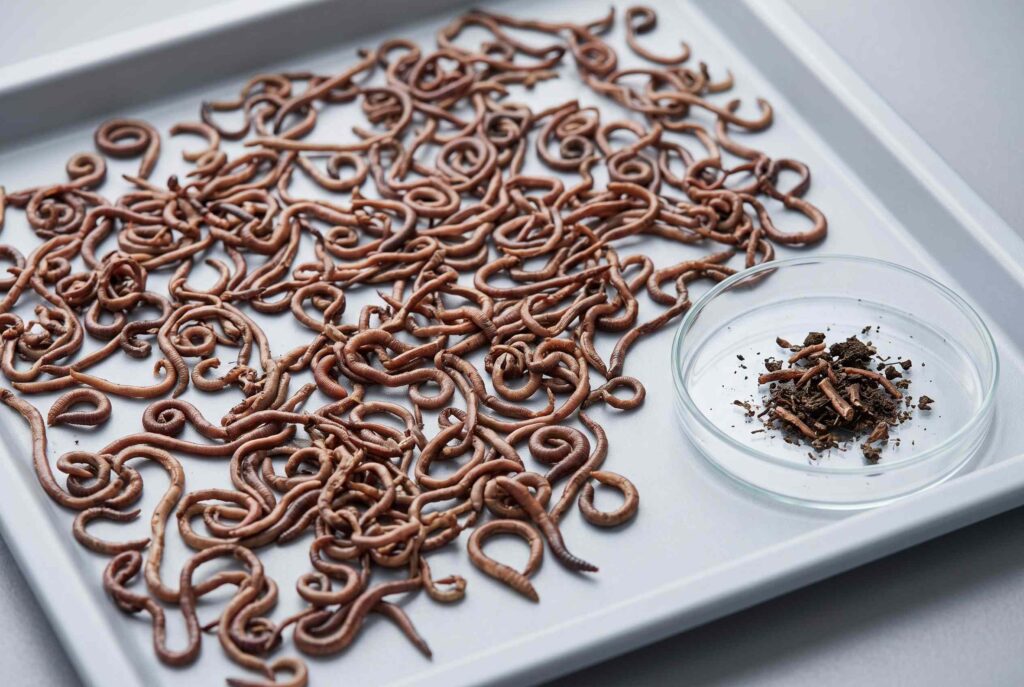 Dried earthworm specifications applied to cleanliness foreign matter and loose residue inspection