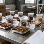Dried insect samples arranged for B2B product evaluation
