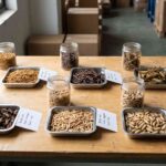 Dried insect samples arranged for B2B product evaluation