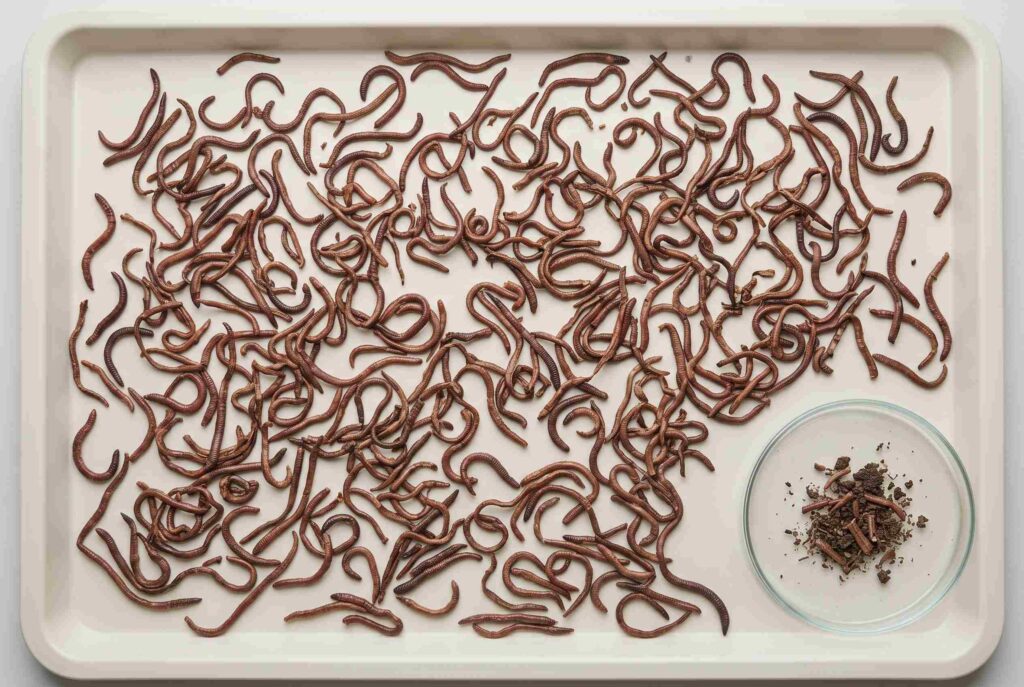 Dried earthworm specifications applied to cleanliness foreign matter and loose residue inspection