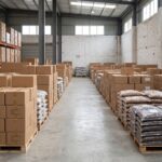 Dried insect storage on organized warehouse pallets for bulk orders