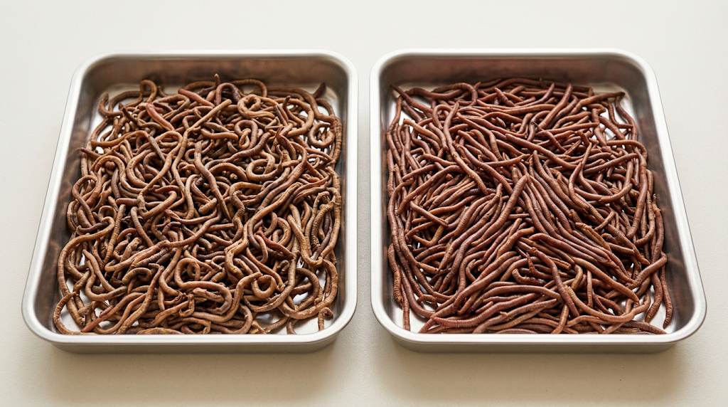 Sun dried earthworms compared with heat-dried earthworms for B2B buyers