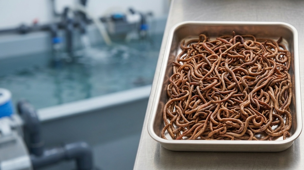 Dried earthworms for aquaculture evaluated as whole product and material for further processing