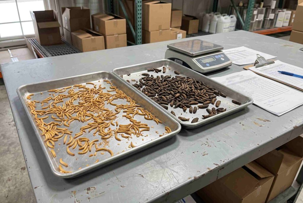 Bulk insect supply contract quality evaluation with whole dried insect samples